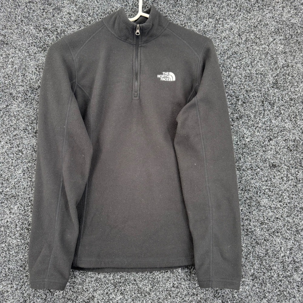 The North Face TKA 100 Womens Black Fleece Quarter Zip Pullover Jacket Medium